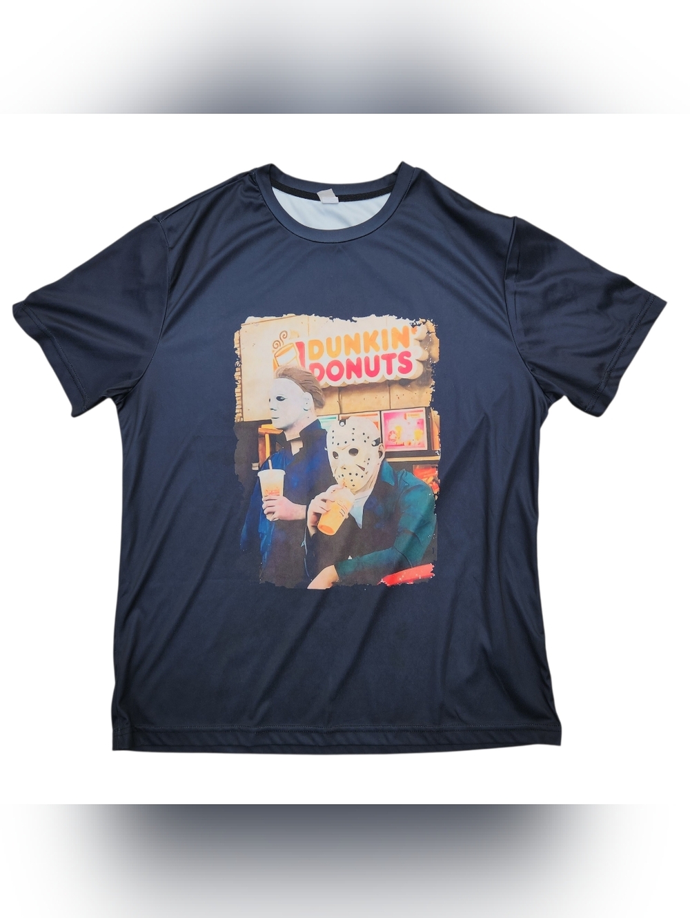 Men's Halloween Killers Dunkin' Donuts Shirt Jason & Michael Myers Tee Large